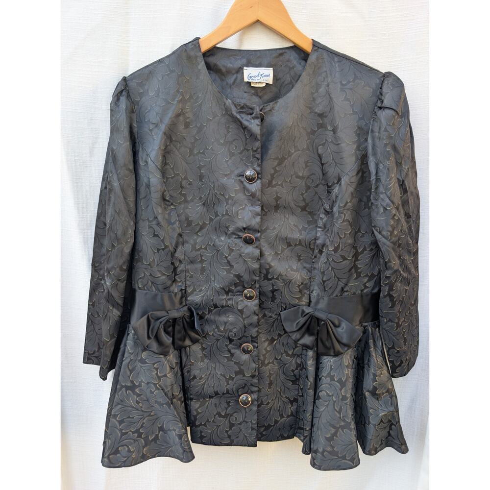 Womens Vintage Dark‎ Romantic Button Front Blouse Sz 14 Whimsigoth Peplum Gothic